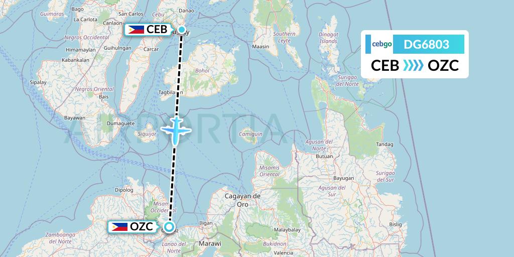 DG6803 Cebgo Flight Map: Cebu to Ozamiz