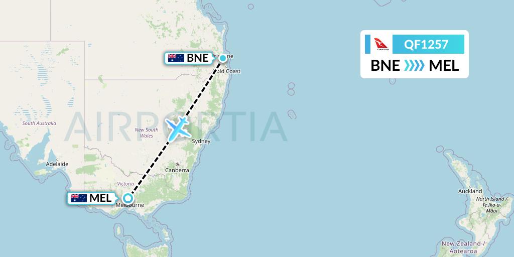 QF1257 Qantas Flight Map: Brisbane to Melbourne