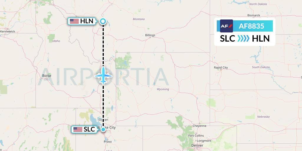 AF8835 Air France Flight Map: Salt Lake City to Helena