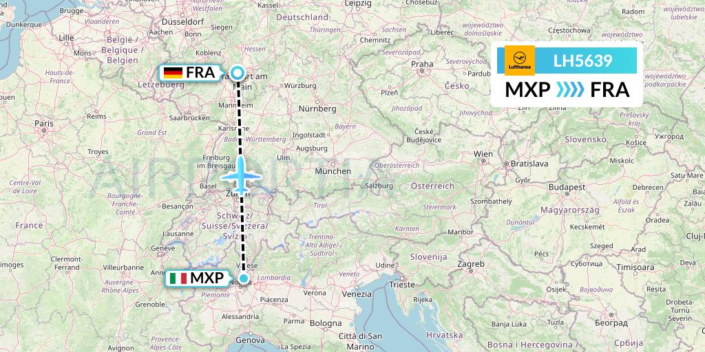 LH5639 Lufthansa Flight Map: Milan to Frankfurt