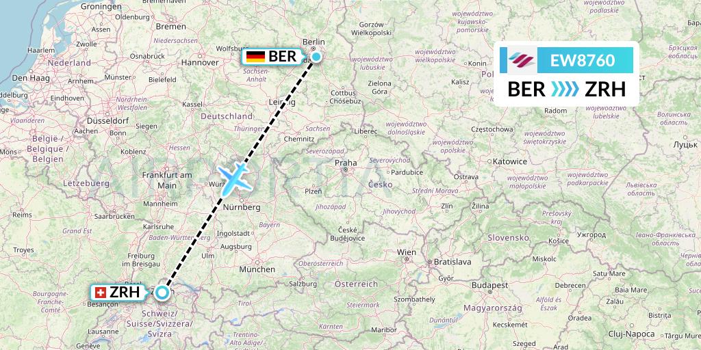 EW8760 Eurowings Flight Map: Berlin to Zurich