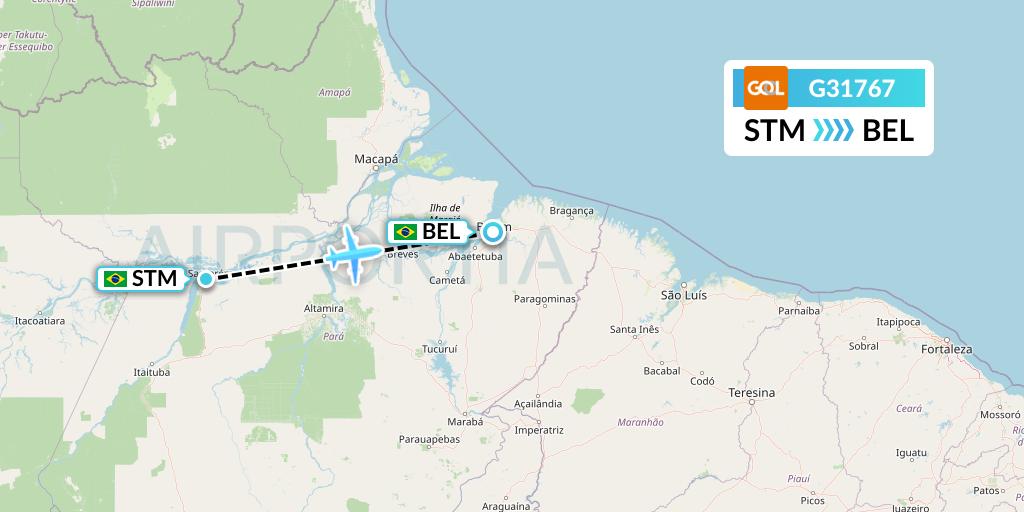 G31767 GOL Transportes Aeros Flight Map: Santarem to Belem