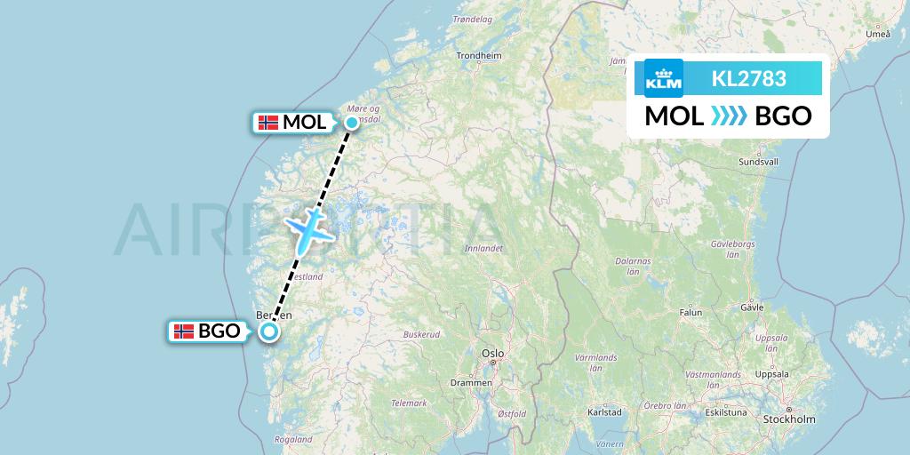KL2783 KLM Flight Map: Molde to Bergen