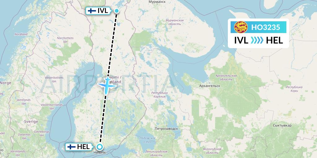 HO3235 Juneyao Airlines Flight Map: Ivalo to Helsinki