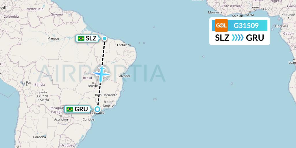 G31509 GOL Transportes Aeros Flight Map: Sao Luis to Sao Paulo