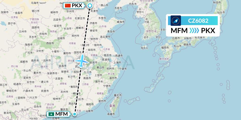 CZ6082 China Southern Airlines Flight Map: Macau to Beijing