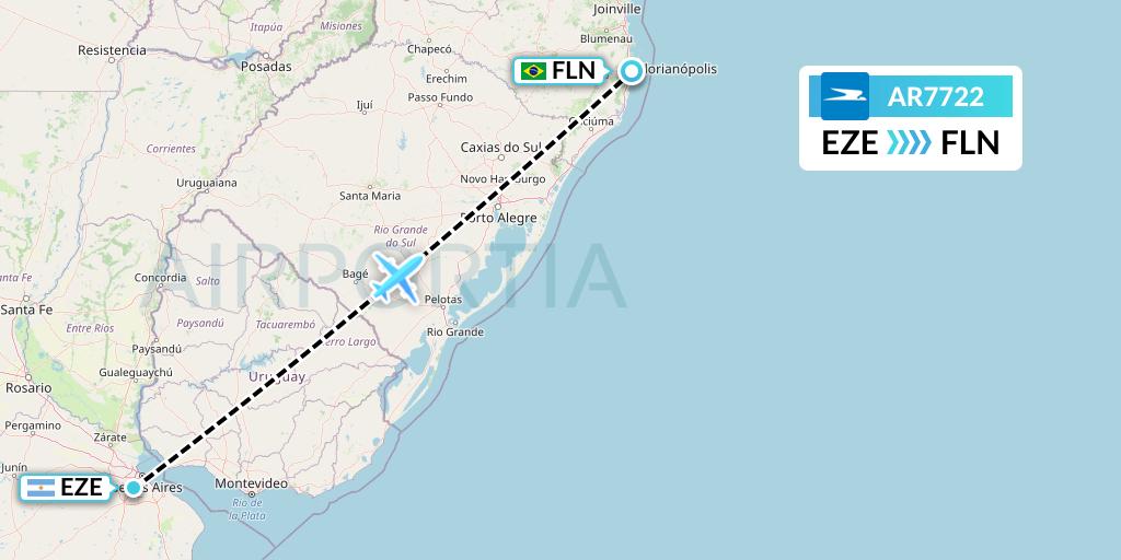 AR7722 Aerolineas Argentinas Flight Map: Buenos Aires to Florianopolis