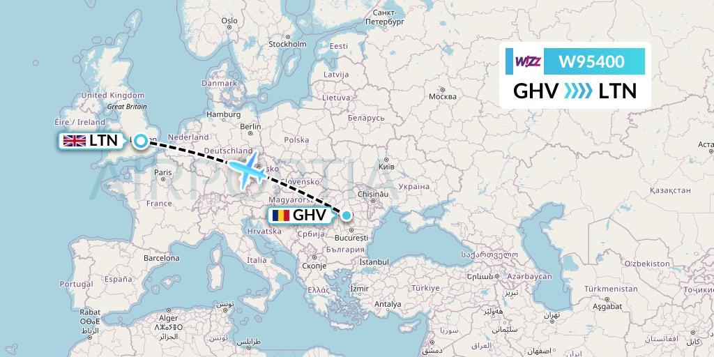 W95400 Wizz Air UK Flight Map: Brasov to London