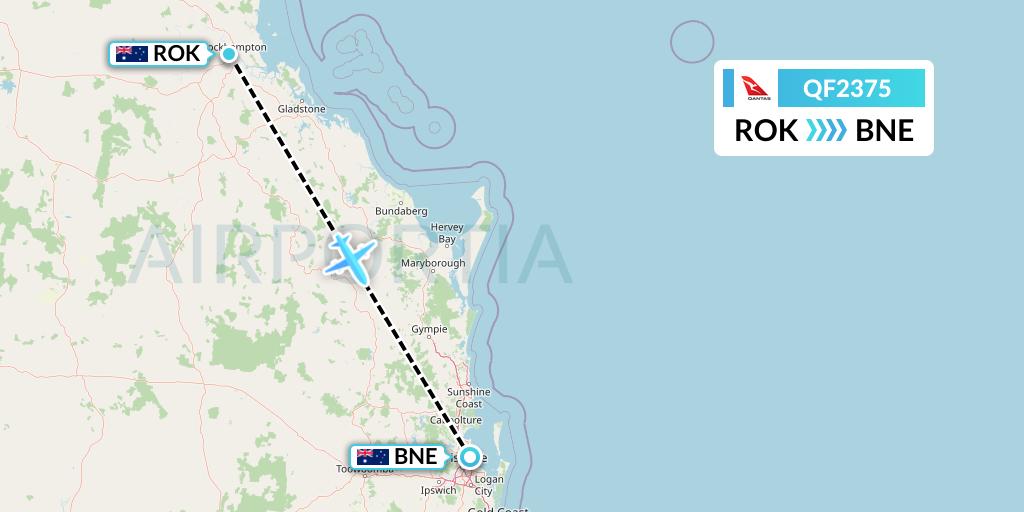 QF2375 Qantas Flight Map: Rockhampton to Brisbane
