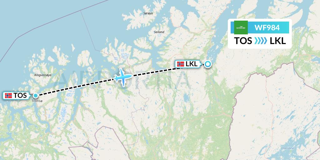 WF984 Wideroe Flight Map: Tromso to Lakselv