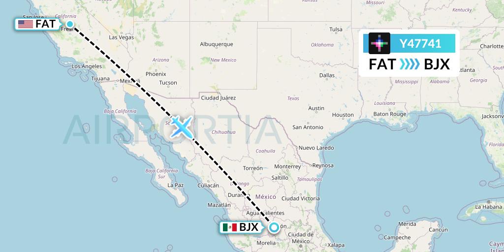 Y47741 Volaris Flight Map: Fresno to Silao