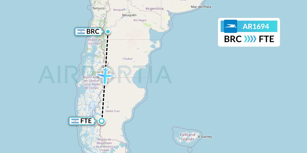 AR1694 Aerolineas Argentinas Flight Map: San Carlos de Bariloche to El Calafate