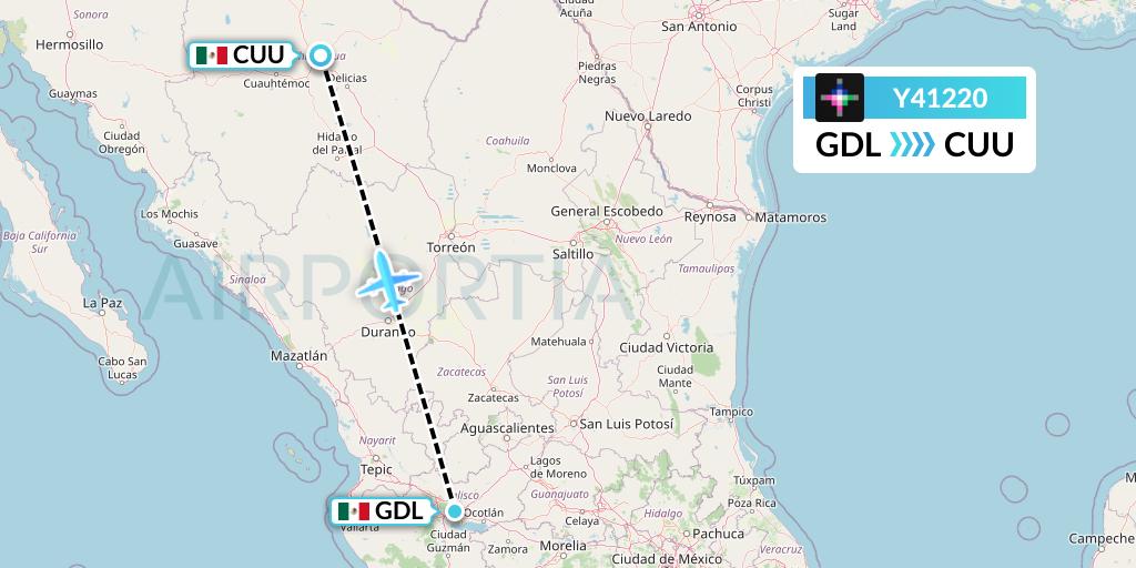 Y41220 Volaris Flight Map: Guadalajara to Chihuahua