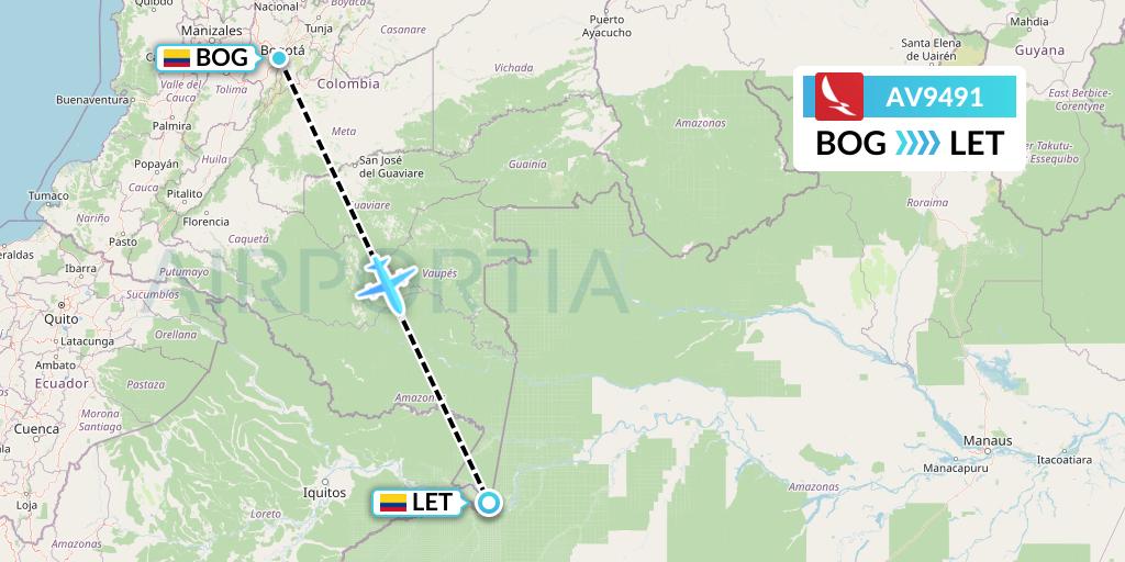 AV9491 Avianca Flight Map: Bogota to Leticia