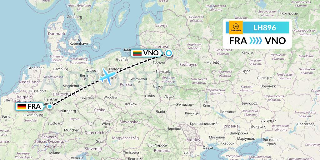 LH896 Lufthansa Flight Map: Frankfurt to Vilnius