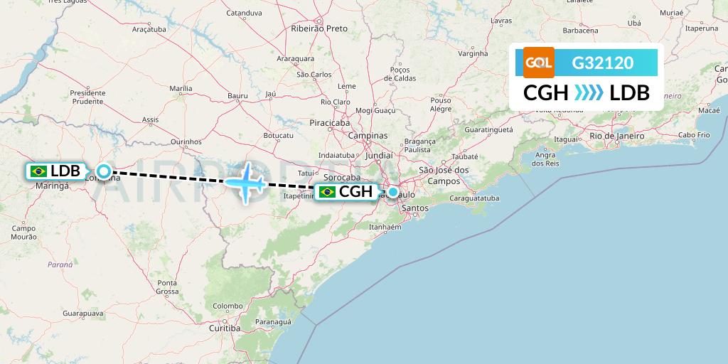 G32120 GOL Transportes Aeros Flight Map: Sao Paulo to Londrina