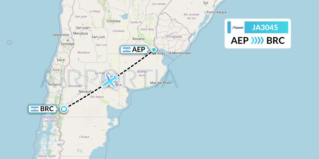 JA3045 JetSMART Flight Map: Buenos Aires to San Carlos de Bariloche