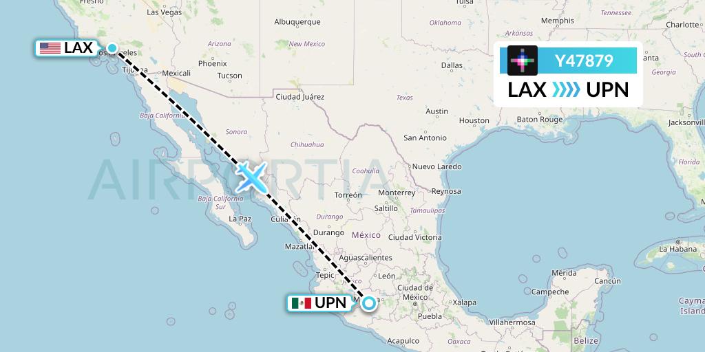 Y47879 Volaris Flight Map: Los Angeles to Uruapan