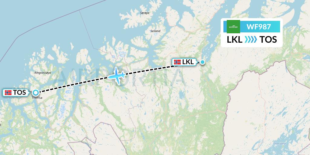 WF987 Wideroe Flight Map: Lakselv to Tromso