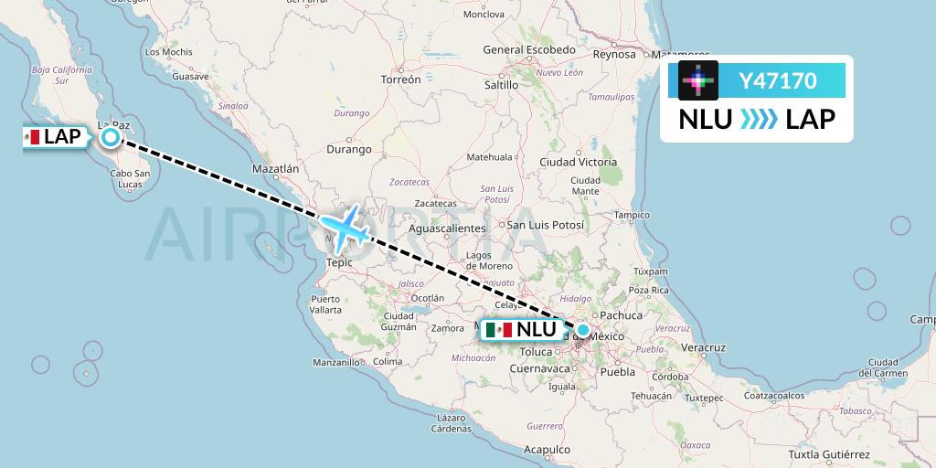 Y47170 Volaris Flight Map: Reyes Acozac to La Paz