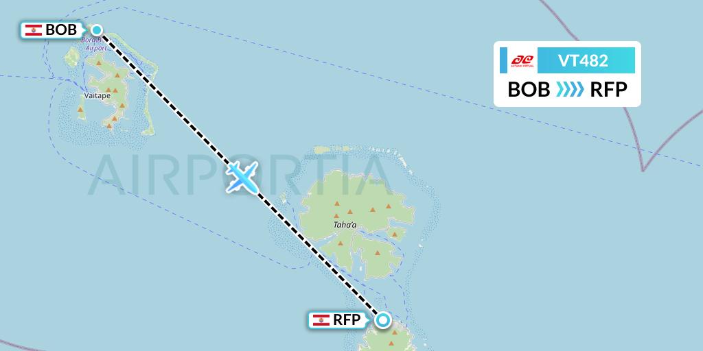 VT482 Air Tahiti Flight Map: Bora Bora to Raiatea