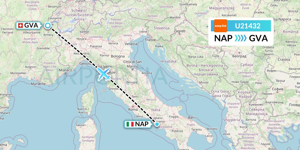 U21432 EasyJet Flight Map: Naples to Geneva