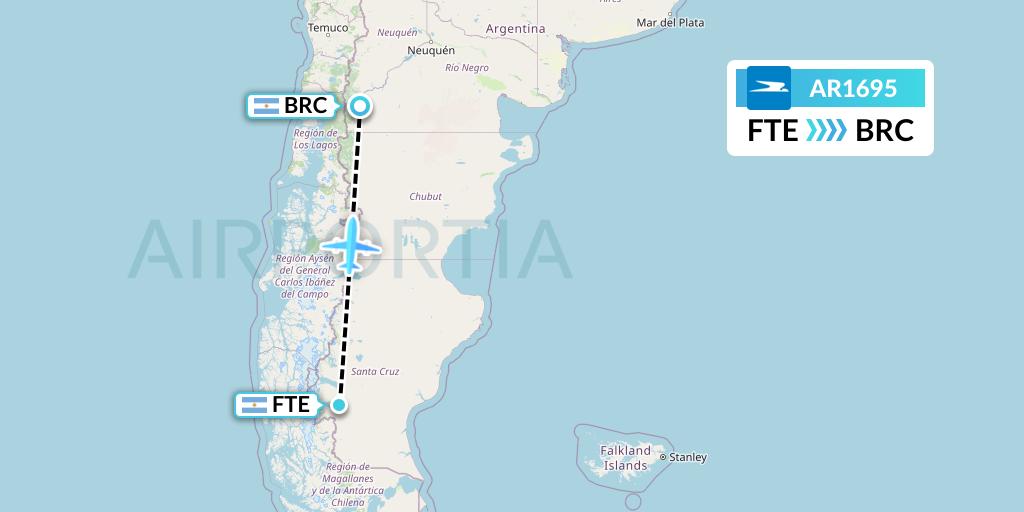 AR1695 Aerolineas Argentinas Flight Map: El Calafate to San Carlos de Bariloche