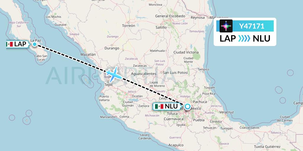 Y47171 Volaris Flight Map: La Paz to Reyes Acozac