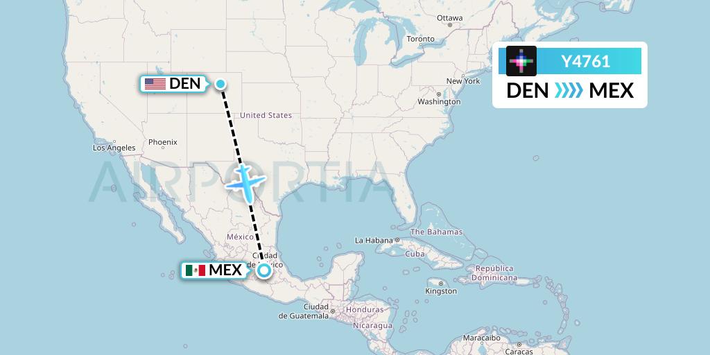 Y4761 Volaris Flight Map: Denver to Mexico City