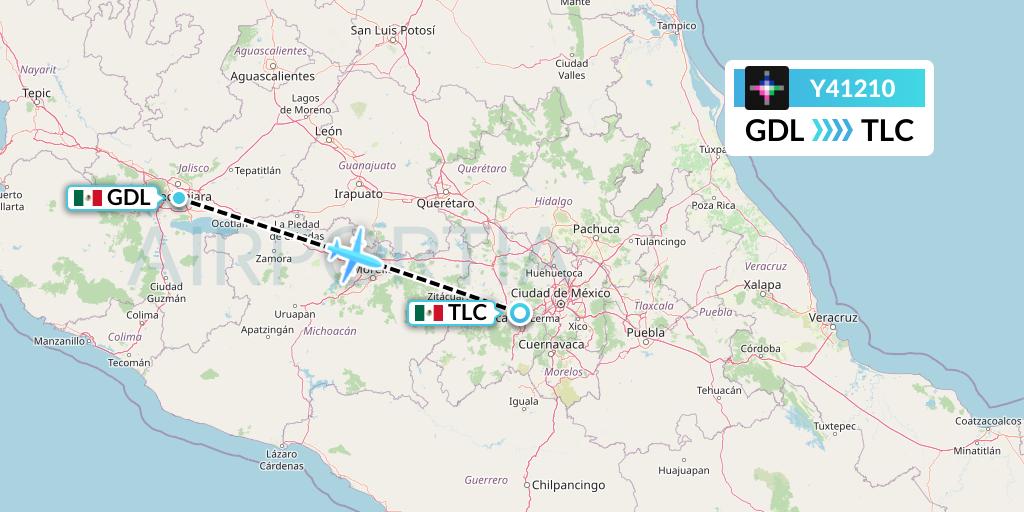 Y41210 Volaris Flight Map: Guadalajara to Mexico City