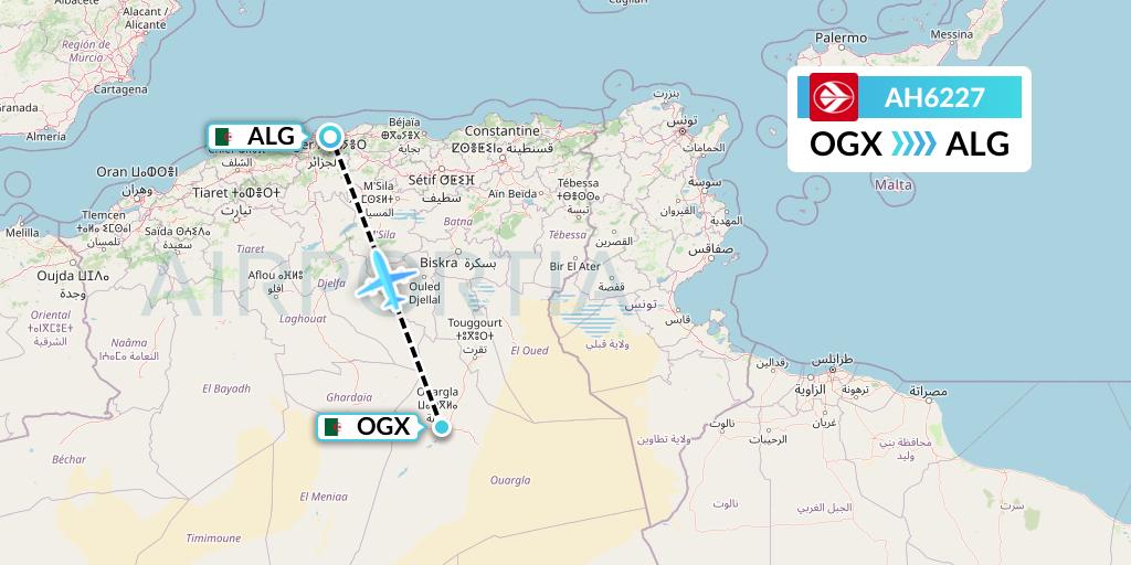 AH6227 Air Algerie Flight Map: Ouargla to Algiers