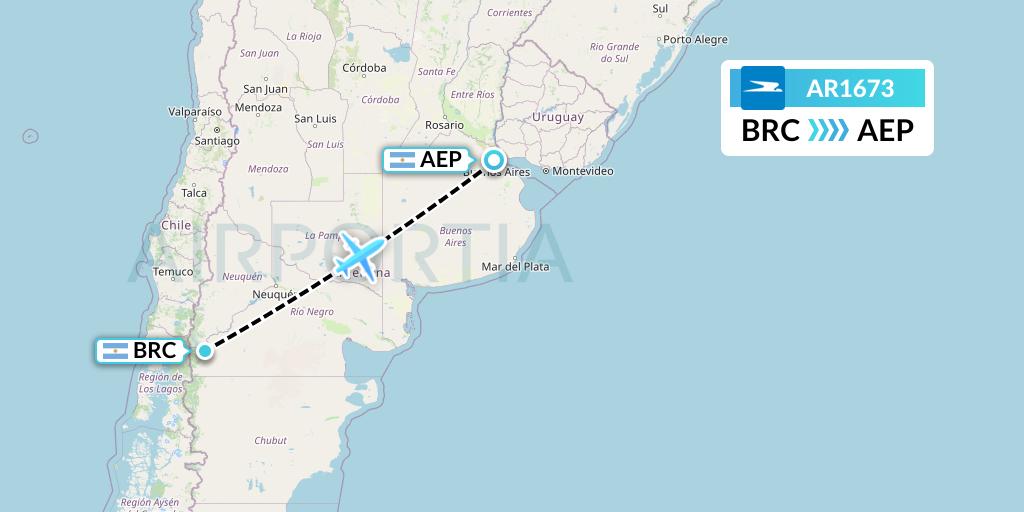 AR1673 Aerolineas Argentinas Flight Map: San Carlos de Bariloche to Buenos Aires