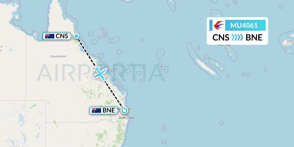 MU4061 China Eastern Airlines Flight Map: Cairns to Brisbane