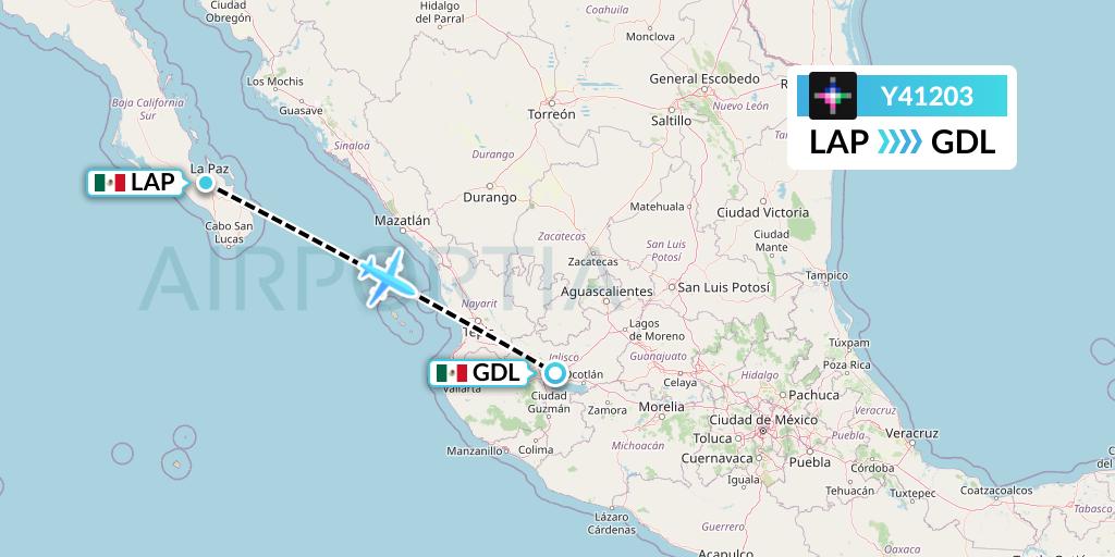 Y41203 Volaris Flight Map: La Paz to Guadalajara