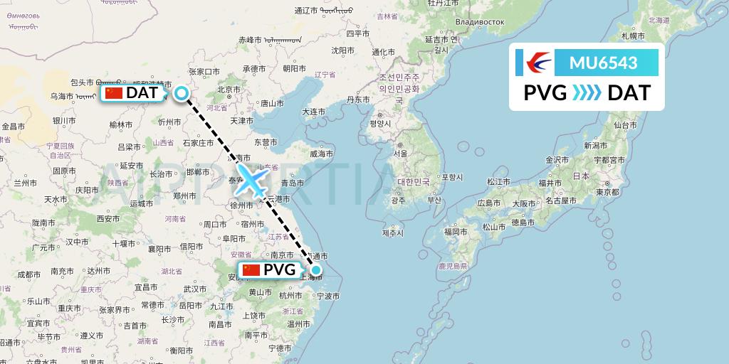 MU6543 China Eastern Airlines Flight Map: Shanghai to Datong