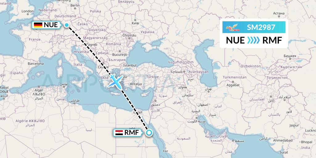 SM2987 Air Cairo Flight Map: Nurnberg to Marsa Alam
