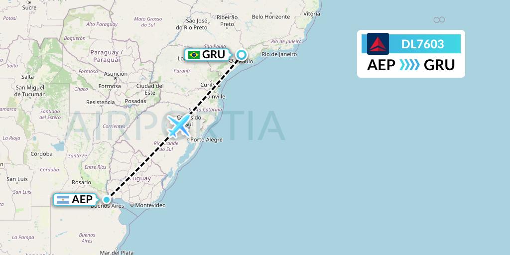 DL7603 Delta Air Lines Flight Map: Buenos Aires to Sao Paulo