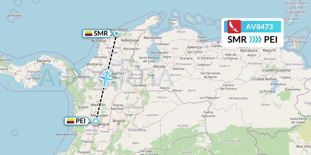 AV8473 Avianca Flight Map: Santa Marta to Pereira