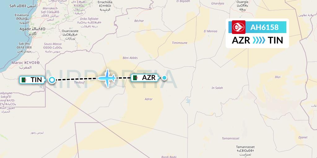 AH6158 Air Algerie Flight Map: Adrar to Tindouf