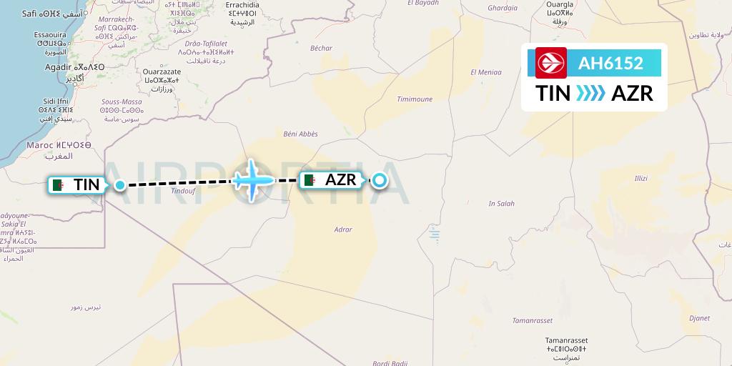 AH6152 Air Algerie Flight Map: Tindouf to Adrar