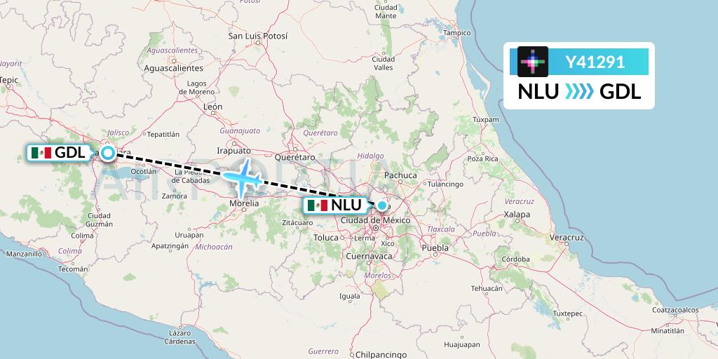 Y41291 Volaris Flight Map: Reyes Acozac to Guadalajara