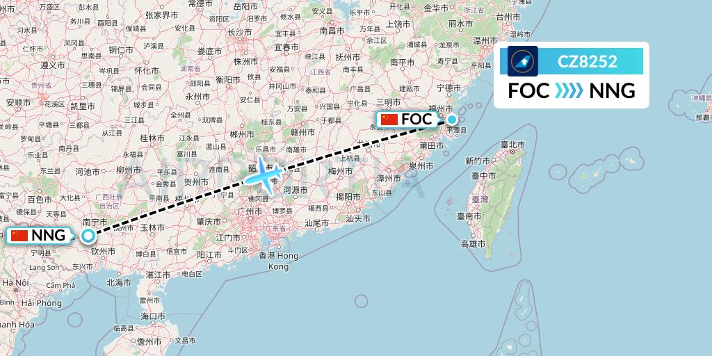 CZ8252 China Southern Airlines Flight Map: Fuzhou to Nanning