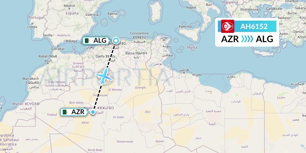AH6152 Air Algerie Flight Map: Adrar to Algiers
