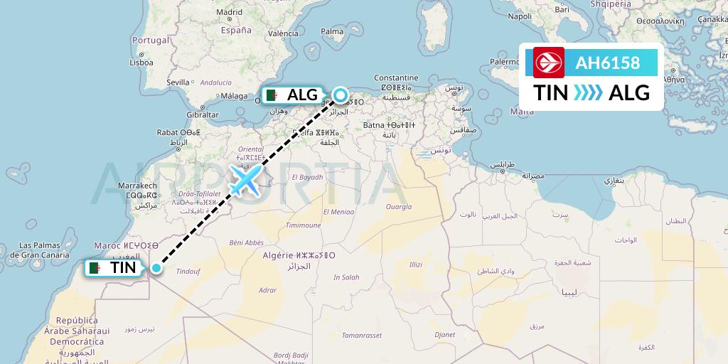 AH6158 Air Algerie Flight Map: Tindouf to Algiers