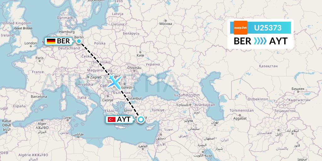 U25373 EasyJet Flight Map: Berlin to Antalya