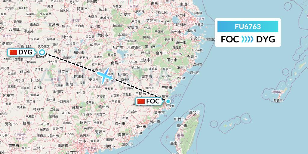 FU6763 Fuzhou Airlines Flight Map: Fuzhou to Dayong