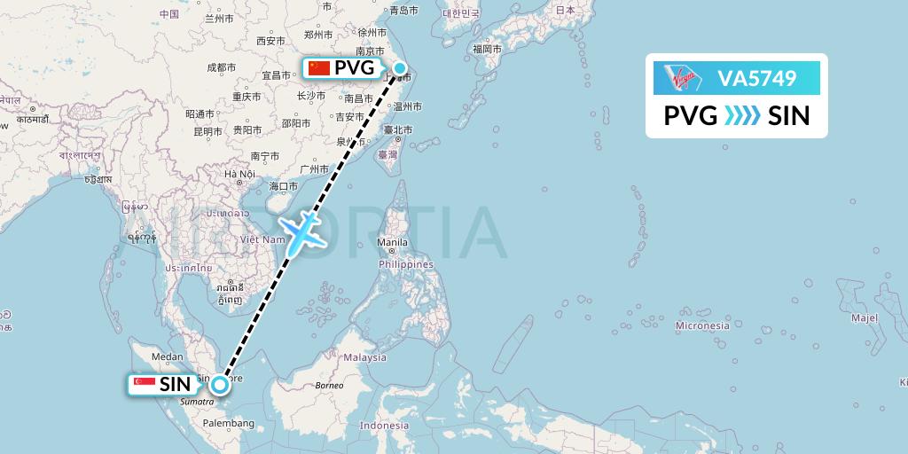 VA5749 Virgin Australia Flight Map: Shanghai to Singapore