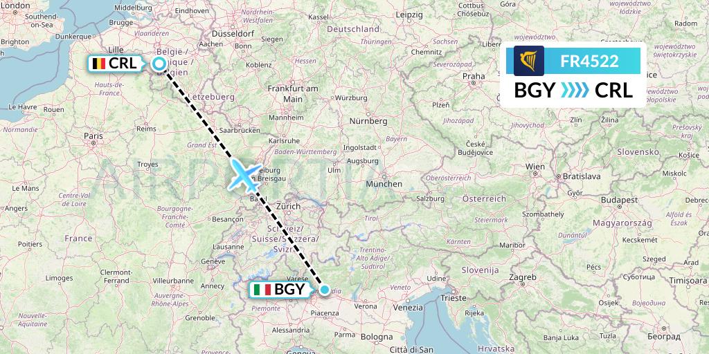FR4522 Ryanair Flight Map: Milan to Brussels