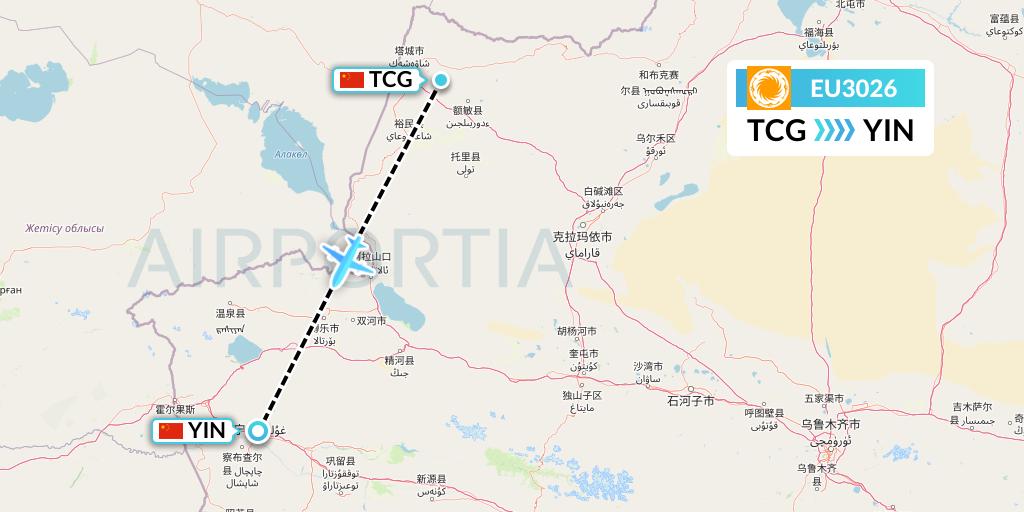 EU3026 Chengdu Airlines Flight Map: Tacheng to Yining