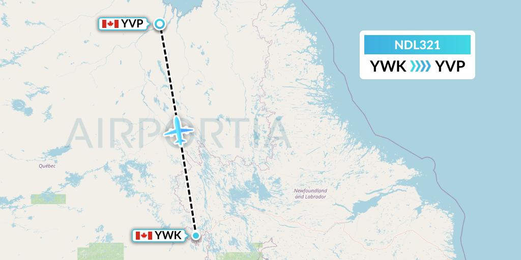 NDL321 Chrono Aviation Flight Map: Wabush to Kuujjuaq